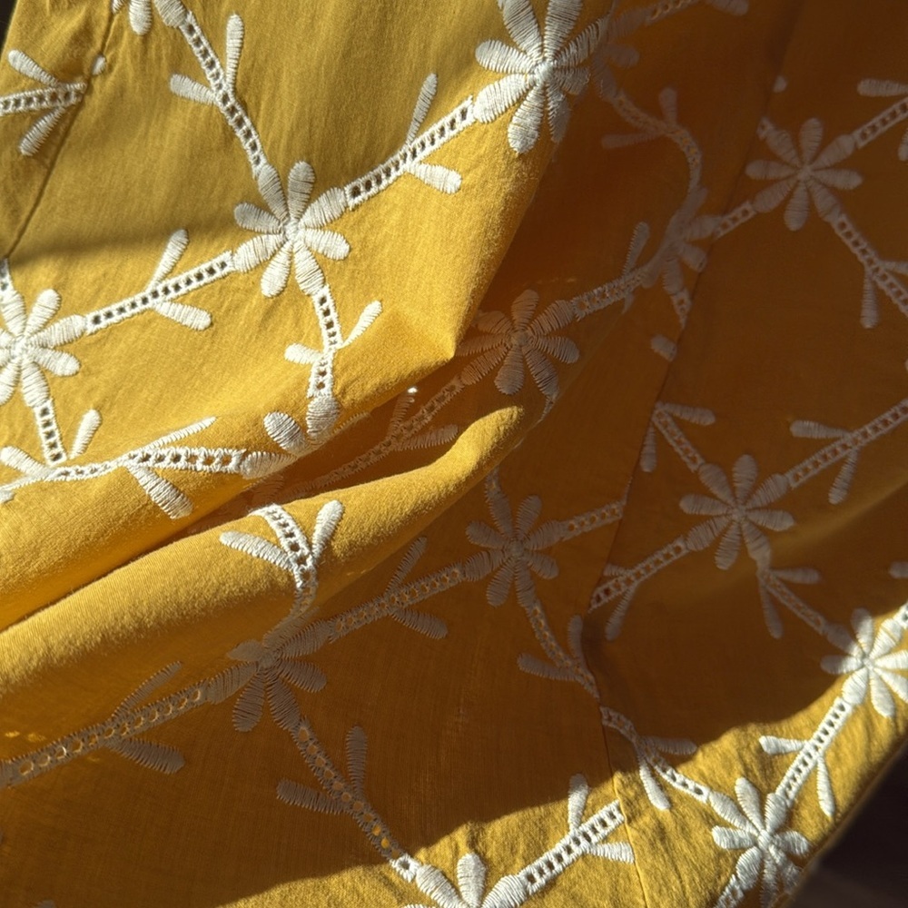ZARA Yellow Floral Midi/Maxi Skirt with Beige Crochet – Size S - Picture 8 of 13